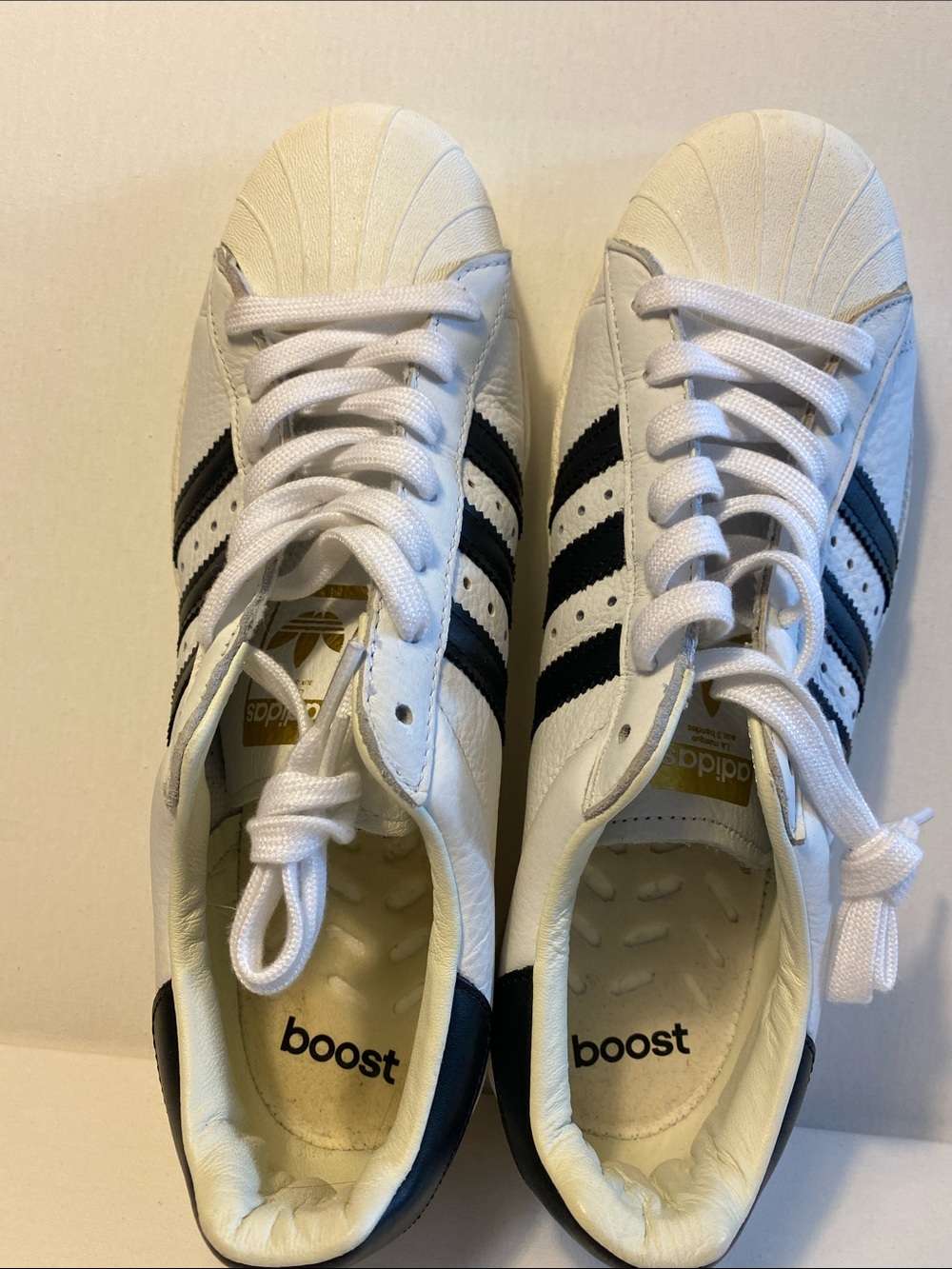 adidas Men’s White Sneakers with Black Three Stripes